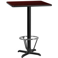 Flash Furniture XU-MAHTB-3030-T2222B-3CFR-GG 30'' Square Mahogany Laminate Table Top with 22'' x 22'' Bar Height Table Base and Foot Ring 
